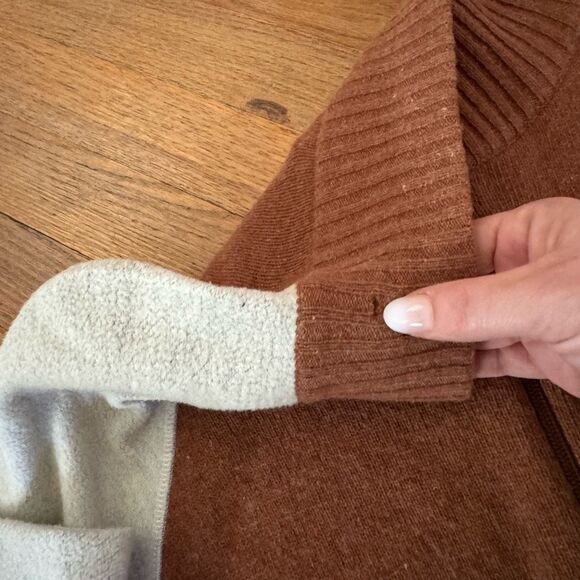 Trailer Mens Brown Cream Long Sleeve Wool Zip Up Sweater Large - Picture 10 of 10